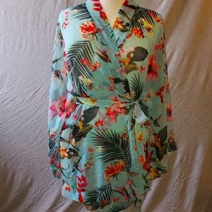Blue Tropical Print Robe